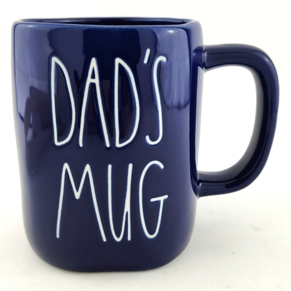 ⭐️2/ $50⭐ Rae Dunn Artisan Coffee Tea Mug Glossy Blue Large Letters DAD'S MUG - Picture 1 of 10